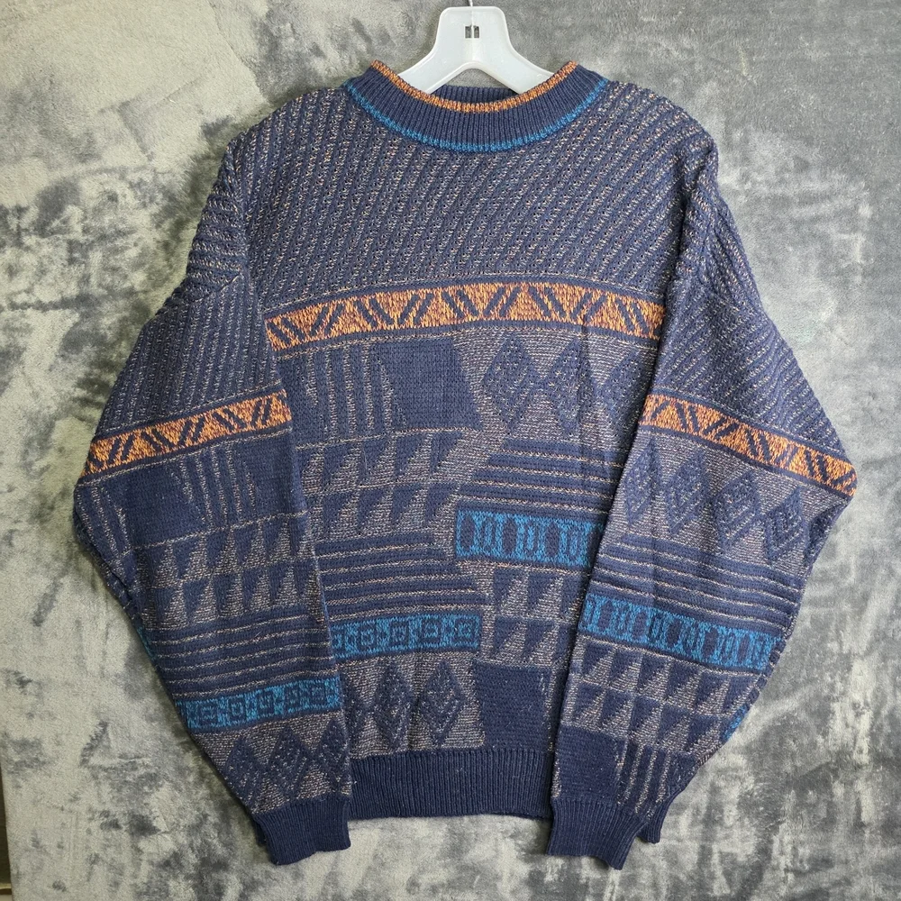 VTG 90s NUOVO New Forces Abstract Geometric Pullover Sweater Sz Lg